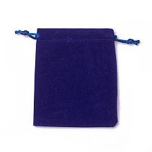 Honeyhandy Velvet Packing Pouches, Drawstring Bags, Dark Blue, 12~12.6x10~10.2cm