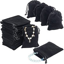 PandaHall Elite Velvet Jewelry Pouches, 2.7x3.5inch Drawstring Candy Gift Bags Black Cloth Storage Pouches Advent Calendar Bags for Jewelry DIY Craft Wedding Party Shower Birthday Christmas 30pcs