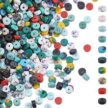 NBEADS About 800Pcs Natural Heishi Beads, 10 Colors 4mm Synthetic Turquoise Beads, Dyed Turquoise Flat Round Loose Gemstone for Necklace Bracelet Jewelry Making, Hole: 0.7mm