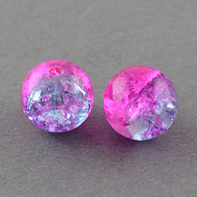 Honeyhandy Spray Painted Crackle Glass Beads Strands, Round, Magenta, 4mm, Hole: 1.1~1.3mm, about 200pcs/strand, 31.4 inch