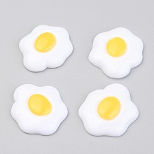 Honeyhandy Opaque Resin Cabochons, Imitation Food, Fried Egg, White, 25.5x21.5x5.5mm