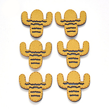 Honeyhandy Faux Suede Patches, Costume Ornament Accessories, for Magic Tape Hair Clip Making, Cactus, Yellow, 39x39.5x3mm