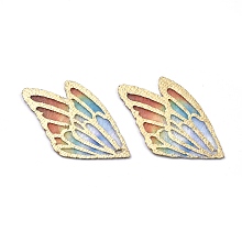 Honeyhandy Fashion DIY Earrings Jewelry Accessories, Imitation Metal Cloth Pendants, Wing, Sandy Brown, 31x18x0.6mm, Hole: 0.8mm