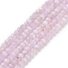 Honeyhandy Natural Kunzite Beads Strands, Faceted, Round, 2mm, Hole: 0.3mm, about 189pcs/strand, 15.55 inch(39.5cm)