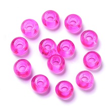 Honeyhandy Glass European Beads, Large Hole Beads, Rondelle, Magenta, 15x10mm, Hole: 5mm