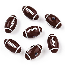 Honeyhandy Craft Style Acrylic Beads, Sports Beads, Rugby, FireBrick, 18x10x10mm, Hole: 2.5~3mm