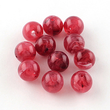 Honeyhandy Round Imitation Gemstone Acrylic Beads, Cerise, 6mm, Hole: 2mm