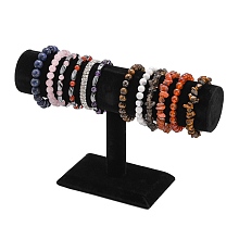 Honeyhandy Black Velvet Bracelet T Bar Display, Wood And Cardboard, 24cmx14.5cm, Tube: 5cmx24cm