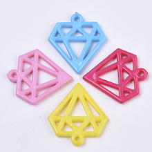 Honeyhandy Opaque Acrylic Pendants, Flat Diamond Shape, Mixed Color, 35x32x3.5mm, Hole: 2mm