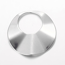 Honeyhandy Flat Round 304 Stainless Steel Pendants, Stainless Steel Color, 27x1.5mm, Hole: 13mm