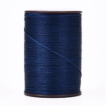 Honeyhandy Flat Waxed Thread String, Micro Macrame Cord, for Leather Sewing Stitching, Marine Blue, 0.8mm, about 109.36 yards(100m)/roll