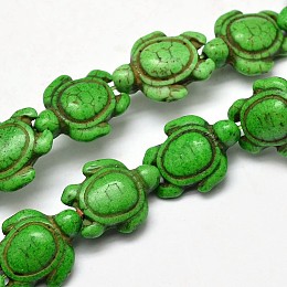 Arricraft Dyed Synthetic Turquoise Bead Strands, Tortoise, Lime Green, 18x14x8mm, Hole: 1mm, about 23pcs/strand, 15.7 inches