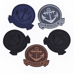 Honeyhandy Computerized Embroidery Cloth Iron On/Sew On Patches, Costume Accessories, Appliques, Anchor with Word, Mixed Color, 72x79x1.5mm, 60pcs/bag