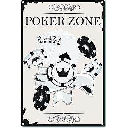 CREATCABIN Poker Zone Tin Sign Vintage Metal Wall Decor Decoration Art Mural Hanging Iron Painting for Home Garden Bar Pub Kitchen Living Room Office Garage Poster Plaque 12 x 8inch