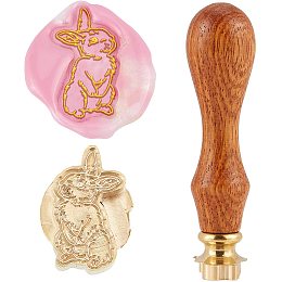 CRASPIRE Wax Seal Stamp Rabbit Vintage Sealing Wax Stamps Removable Brass Head Sealing Stamp with Wooden Handle for Christmas Wedding Invitations Xmas Thanksgiving Gift Wrap