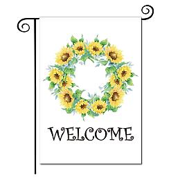 CREATCABIN Welcome Sunflower Welcome Garden Flags Flower Garland Summer Spring Decorative Yard Flag Small Vertical Double Sided Seasonal for Garden Farmhouse House Yard Lawn Outdoor 12.5 x 18 Inch