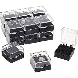 OLYCRAFT 16Pcs Clear Plastic Gift Box For Pin 1.1x1.1x0.4 Inch Black Presentation Boxes for Badge Clear Lapel Pin Presentation Display Case for Lapel Pin Gemstone Storage Display