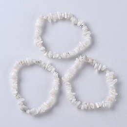 Honeyhandy Natural White Moonstone Stretch Bracelets, Nuggets, 2-1/8 inch(5.5cm)