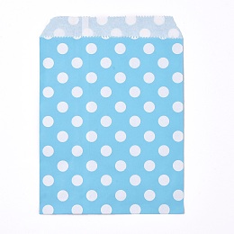 Honeyhandy Kraft Paper Bags, No Handles, Food Storage Bags, Polka Dot Pattern, Deep Sky Blue, 18x13cm