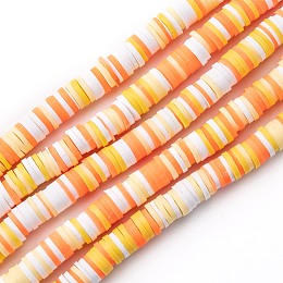 Honeyhandy Handmade Polymer Clay Beads Strands, for DIY Jewelry Crafts Supplies, Heishi Beads, Disc/Flat Round, Champagne Yellow, 6x0.5~1mm, Hole: 1.8mm, about 290~320pcs/strand, 15.75 inch~16.14 inch(40~41cm)