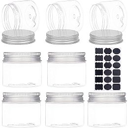 BENECREAT 18 Pack 1.7oz(50ml) Plastic Round Jars Clear Jars Containers with Aluminum Screw Lids for Beauty Products, Household Items or Small Crafts