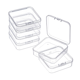 Honeyhandy Square Plastic Bead Storage Containers, with Hinged Lid, Clear, 6.4x6.3x2cm