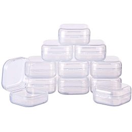 BENECREAT 50 Pack 1.3x1.3x0.7 Mini Clear Square Plastic Bead Storage Containers Box Case with Lid for Tiny Beads, Earplugs, Pills and Small Jewelry Findings