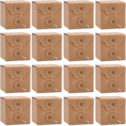 BENECREAT 16 PCS Corrugated Cardboard Box, 2.76x2.76x2.76 Inch, Square Kraft Folding Box with Lid, Jewelry Mini Cardboard Box for Gift Packing, Shipping and Storage