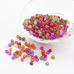 Arricraft Baking Painted Crackle Glass Beads, Christmas Mix, Round, Mixed Color, 4~4.5x4mm, Hole: 1mm, about 400pcs/bag