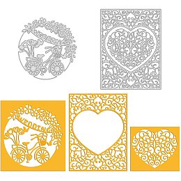 GLOBLELAND 2Pcs Wedding Bicycle and Heart Metal Cutting Dies Flowers Die Cuts for DIY Scrapbooking Wedding Birthday Valentine's Day Cards Making Album Envelope Decoration,Matte Platinum