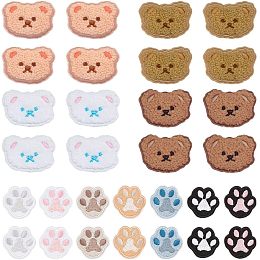 FINGERINSPIRE 30 PCS Bear Embroidery Patches Cat Paw Print Shape Cloth Patches Iron On/Sew On Patches 4 Colors Bear's Head Patches 7 Colors Cat Paw Patches for Jackets Dress Clothes DIY Accessories