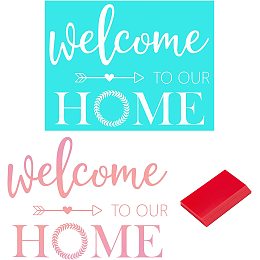 GORGECRAFT Welcome Home Silk Screen Stencils Kit Include Self Adhesive Silkscreen Stencils and Reusable Screen Printing Squeegees Printing Tools for Applying Chalk Paste or Ink