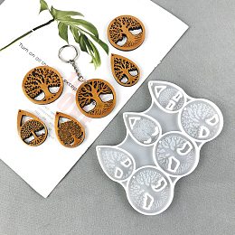 Honeyhandy Tree of Life Pendant Silicone Molds, Resin Casting Molds, for UV Resin, Epoxy Resin Jewelry Making, Tree of Life Pattern, 104x155x6mm, Hole: 1.8mm, Inner Diameter: 32.5x49mm and 49mm