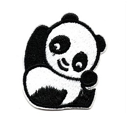 Honeyhandy Computerized Embroidery Cloth Iron on/Sew on Patches, Costume Accessories, Appliques, Panda, Black & White, 51x44mm