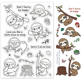 GLOBLELAND Sloth Silicone Clear Stamps Animals Transparent Stamps for Birthday Valentine's Day Cards Making DIY Scrapbooking Photo Album Decoration Paper Craft