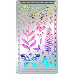 BENECREAT Butterfly Painting Stencils, 7x4 Inch Plants Leaf Stainless Steel Metal Stencil for Wood Carving, Drawings and Woodburning, Engraving and DIY Scrapbooking