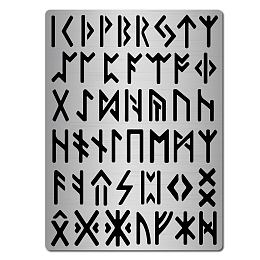 GORGECRAFT Metal Runes Stencil Stainless Steel Ancient Alphabet Elder Futhark Plantillas Abecedarios Template Gothic Font Lettering Stencils for Painting Wood Burning Pyrography Engraving Crafts