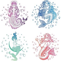 GORGECRAFT 8PCS 6.3" Mermaid Window Decals Static Sea Animal Glass Sliding Door Sticker Clings Anti-Collision Vinyl Film Ocean Bedroom Bathroom Alert Decals for Prevent Stop Birds Dogs Pets Strikes