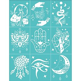 OLYCRAFT 2Pcs 8.6x11 Inch Moon Phases Silk Screen Stencil Self-Adhesive Silk Screen Printing Stencil Divination Theme Dream Catcher Mesh Transfers Silk Screen for Painting on Wood T-Shirt Fabric Bags