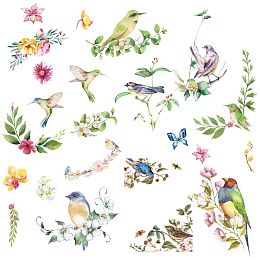 CRASPIRE Birds on Tree Branch Wall Decals 16 Sheets Blossom Flower Wall Stickers Waterproof Removable Vinyl Wall Art for Classroom Bedroom Living Room Decorations