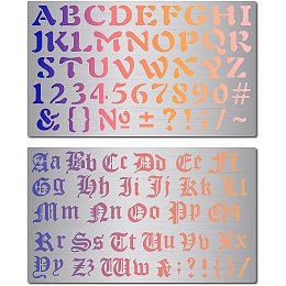 GORGECRAFT 2 Styles 6" Metal Numbers Stencil Alphabet Templates Reusable Stainless Steel Greek Letters Drawing Journal Stencil for Painting on Wood Burning Wall Canvas Pyrography Engraving