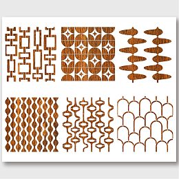 NBEADS 6 Pcs 6 Styles Retro Tile Stencils, Mid Century Modern Painting Stencil Tempalte DIY Art Craft Painting Wall Stencils 11.8×11.8 Inch for Painting on Wood Canvas Paper Furniture Wall