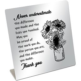 BENECREAT Never Underestimate The Difference You Make and The Lives You Touch, Colleagues Desktop Decorative Sign,Stainless Steel Stand for Office, Home, 4x4x1inch