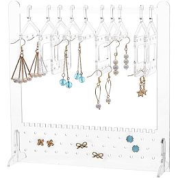 SUPERFINDINGS Earring Display Stand Holder Acrylic Earring Organizer Holder Rack including 10Pcs 2 Styles Coat Hangers Transparent Jewelry Display Stand with 8pcs Coat Hangers for Women Girls