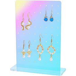 Rainbow Color Acrylic Earring Display Stand, 72 Holes Earrings Organizer Jewelry Display Rack Detachable Earring Holder for Selling Retail Boutique Earring Display, 0.71x0.56 inch