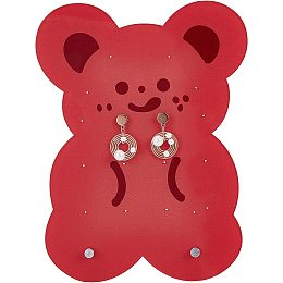 BENECREAT 1 Set Acrylic Bear Earring Stand Display, Red Animal Ear Studs Jewelry Showcase Racks Earring Organizer Holder for Jewelry Business Home Using