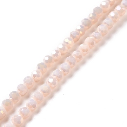 Honeyhandy Faceted Round Full Rainbow Plated Imitation Jade Electroplate Glass Beads Strands, Light Goldenrod Yellow, 4mm, Hole: 1mm, about 100pcs/strand, 14.9 inch