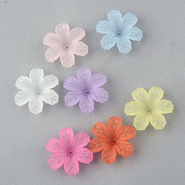 Honeyhandy Transparent Acrylic Beads, Frosted, Flower, Mixed Color, 32.5x29.5x8.5mm, Hole: 1.5mm, about 292pcs/500g