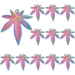 SUPERFINDINGS 12pcs Maple Leaf Pendants Multi-Color Tree Leaves Charms Pendants Alloy Enamel Pendants 39x33mm Fall Pendants for Earring Jewelry Making Dangle Earrings DIY, Hole: 1.4mm