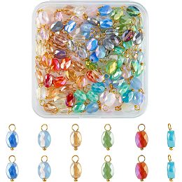 SUPERFINDINGS 100Pcs 5 Colors Oval Faceted Beads Pendants Electroplate Glass Pendants Small Crystal Dangle Charms Pendants for DIY Earring Bracelet Necklace Jewelry Making,Hole: 2~3mm